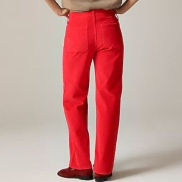 NWT J.Crew Red Corduroy Slim-Wide Pant Sz 32P Petite Sailor Radiant Ruby Red - Picture 2 of 11